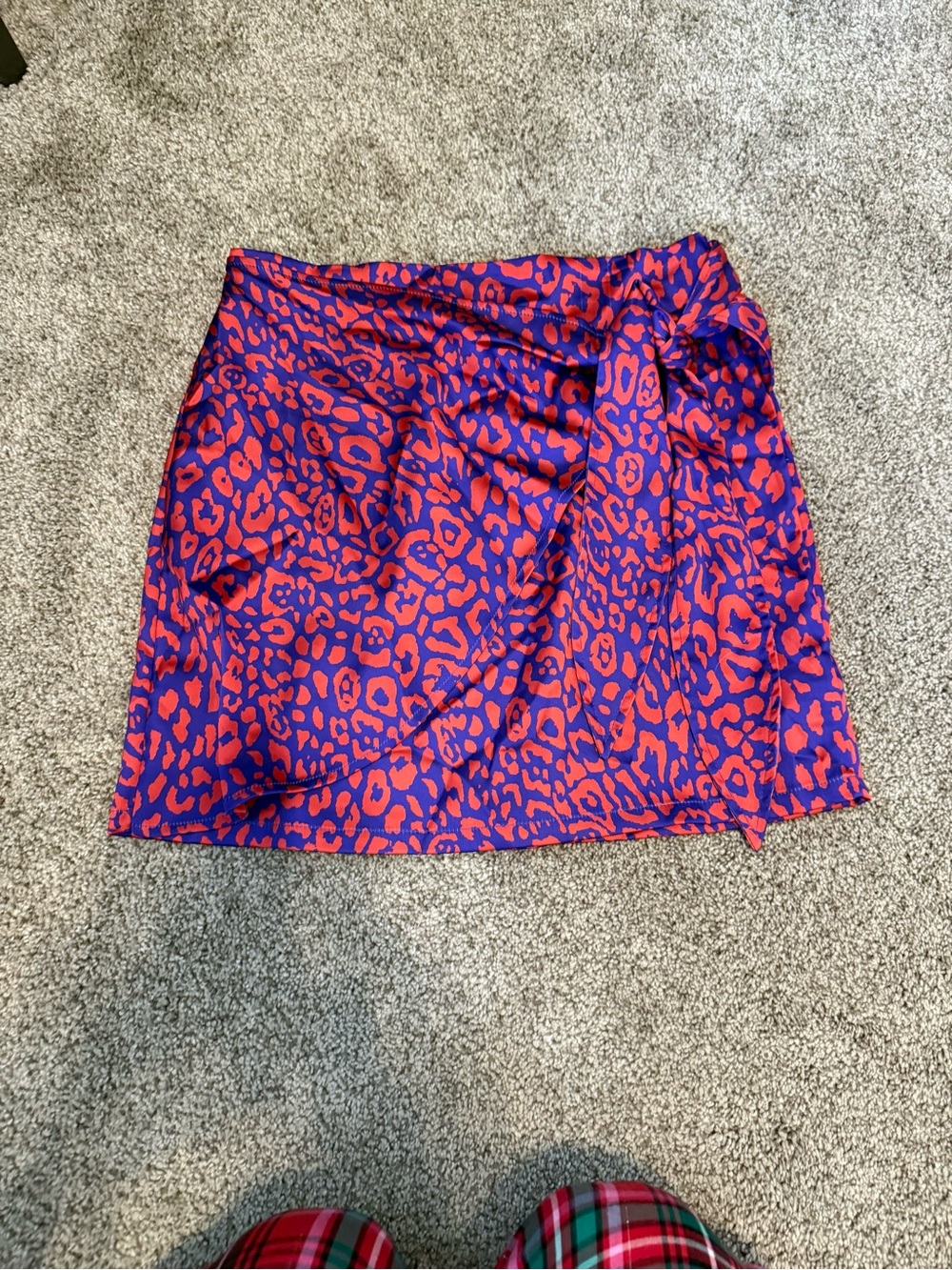 Bold Pink and Blue Leopard Wrap Skirt